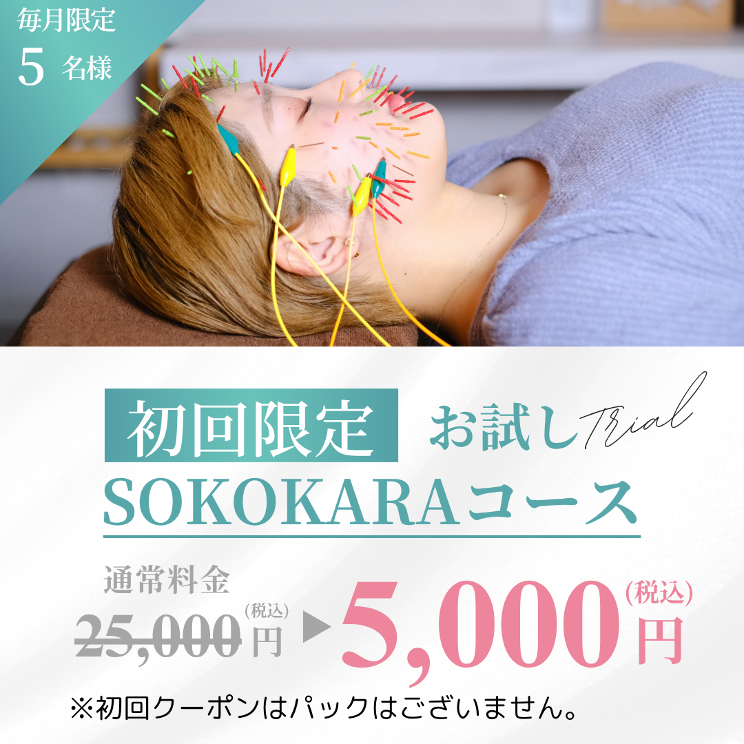 SOKOKARA初回限定クーポン 通常25,000円が5,000円(税込) 毎月5名様限定